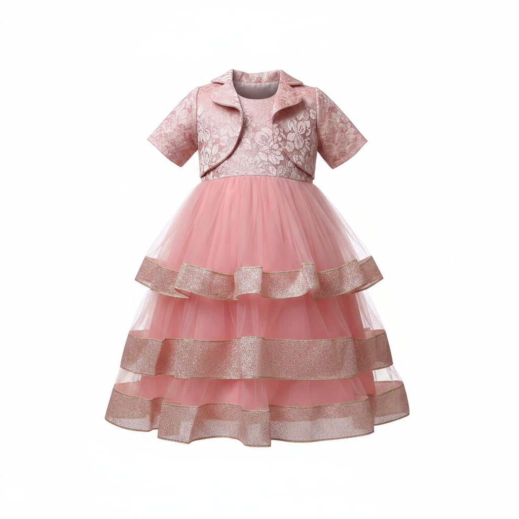 Children's Pink Jacquard & Tiered Organza Graduation Set – Ghost Mannequin