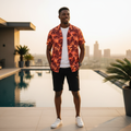 Sunset Palm Tree Print Camp Shirt – Model Shot