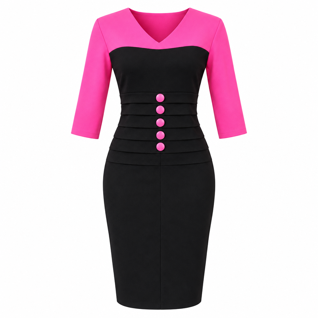 Black & Pink Colourblock Ruched Bodycon Midi Dress – Ghost Mannequin