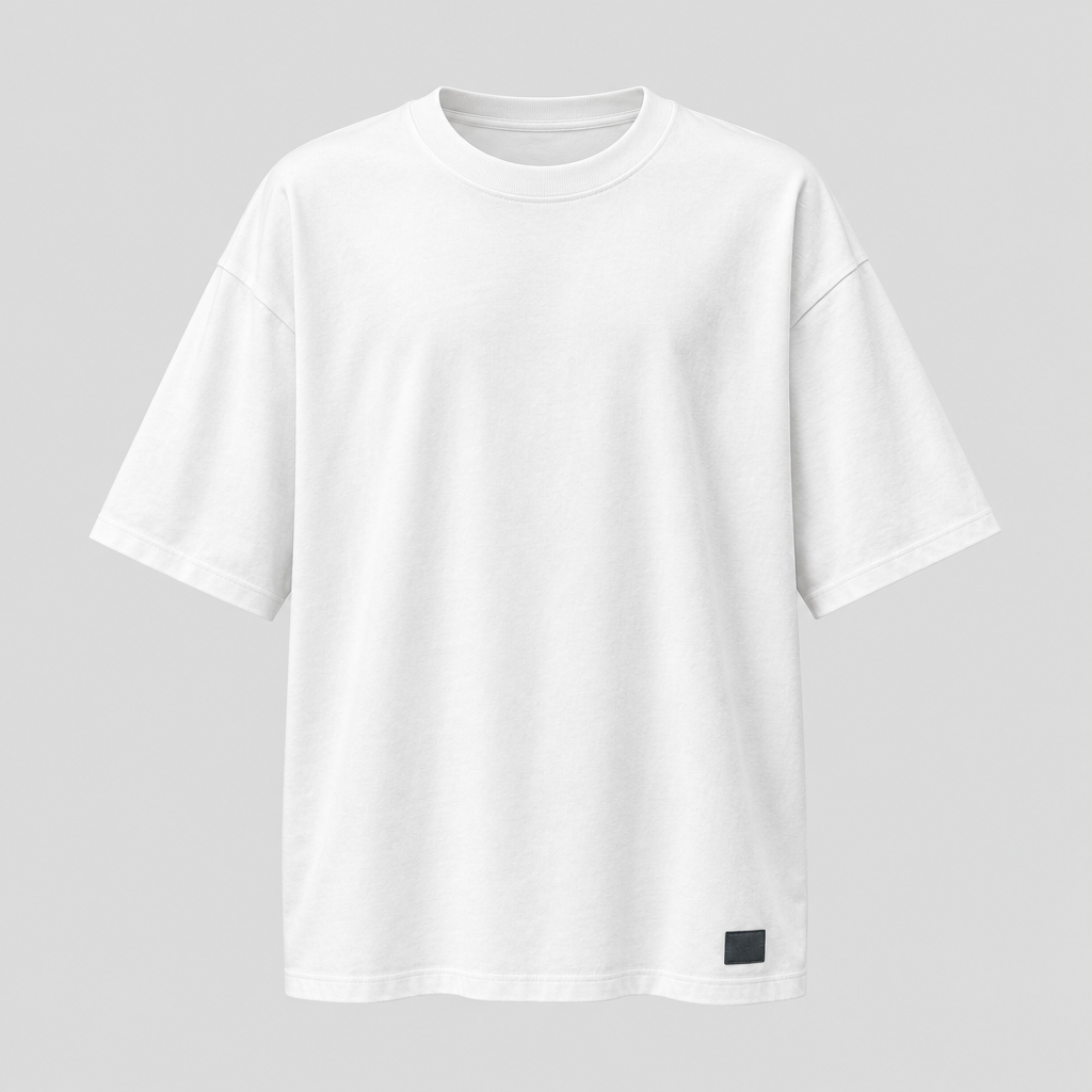 White oversized essential cotton tee ghost mannequin