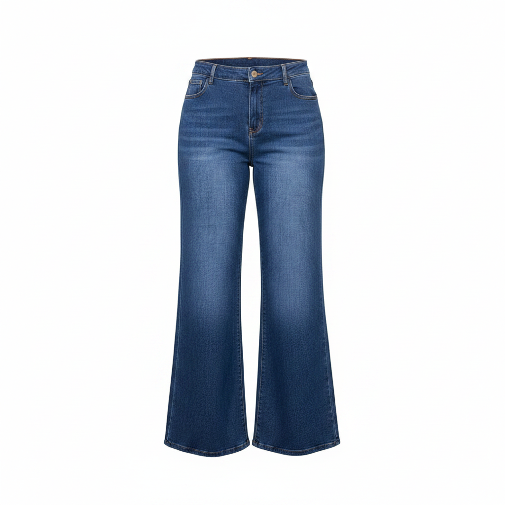 Women's Medium Blue High-Waist Wide-Leg Flare Jeans