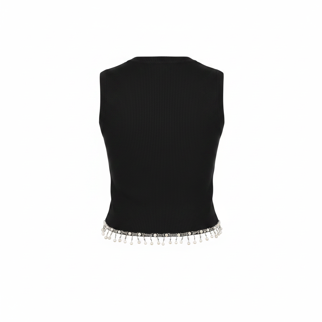 Ghost Mannequin Back – Black Pearl Hem Crapo Top