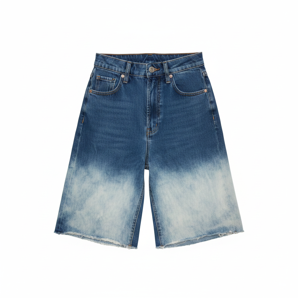 Ghost mannequin — Women's Bleach Fade Denim Shorts