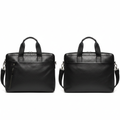 Sobar black pebbled leather laptop briefcase ghost mannequin front and back view