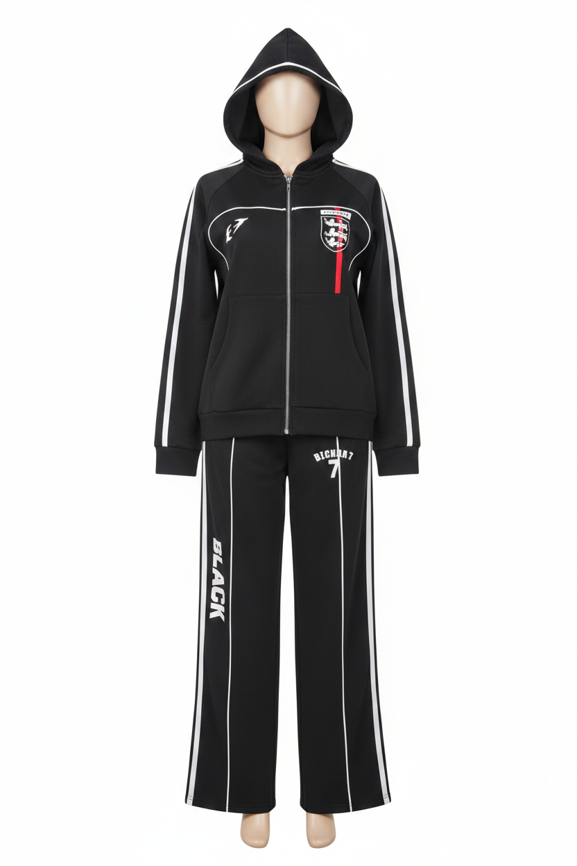 Teen Black Piping Zip Hoodie Tracksuit Set – Ghost Mannequin