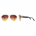 Unisex aviator sunglasses gold double-bridge gradient red amber lens black temple – front and side view