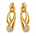 Gold Sculptural Teardrop Crystal Pave Drop Earrings – Catalog Shot
