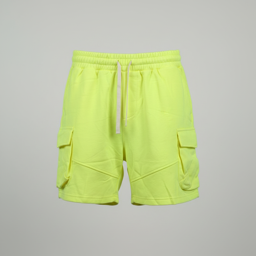 VCE Homme Neon Yellow Cargo Shorts - Ghost Mannequin