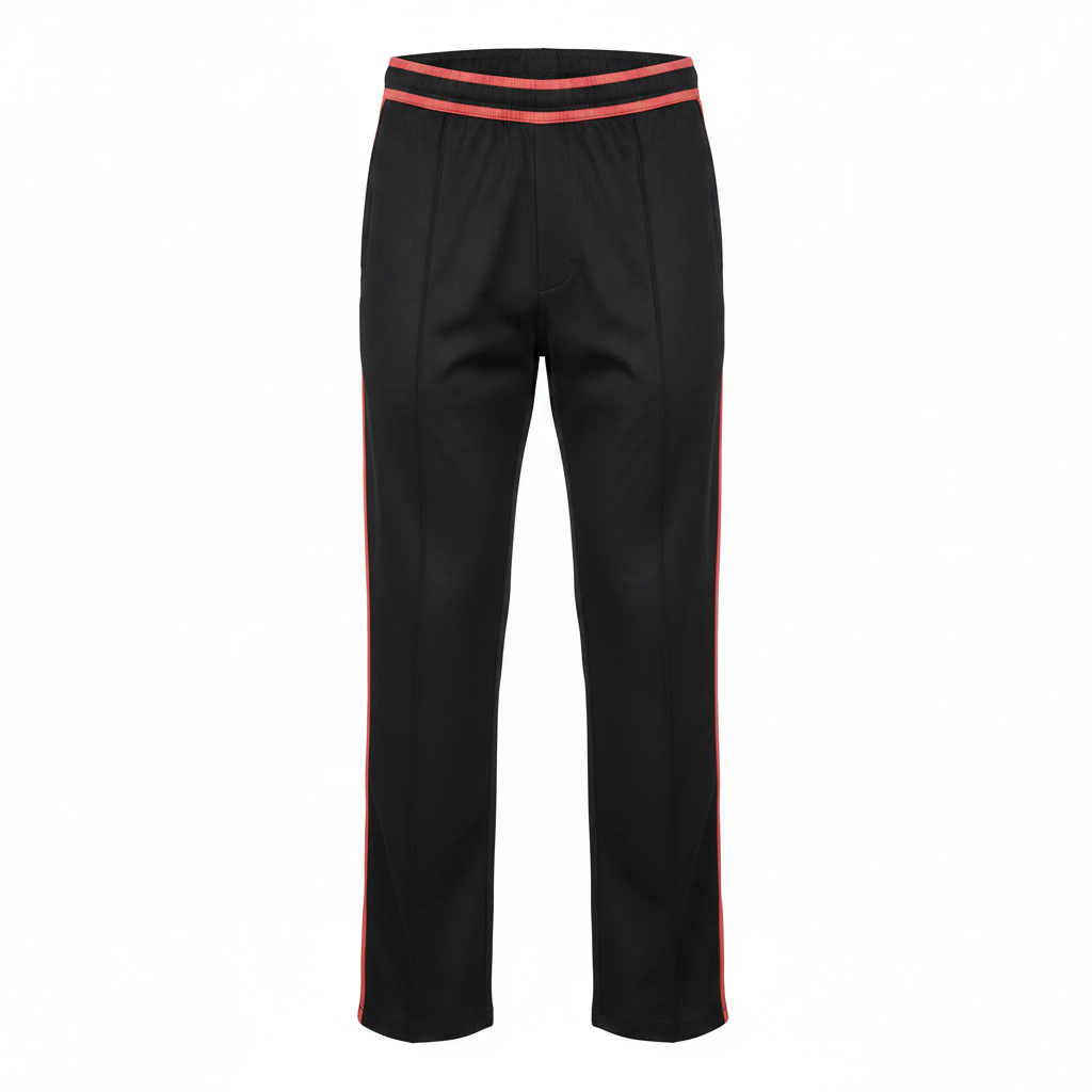 Ghost mannequin — Women's Black Trousers with Contrast Red Trim