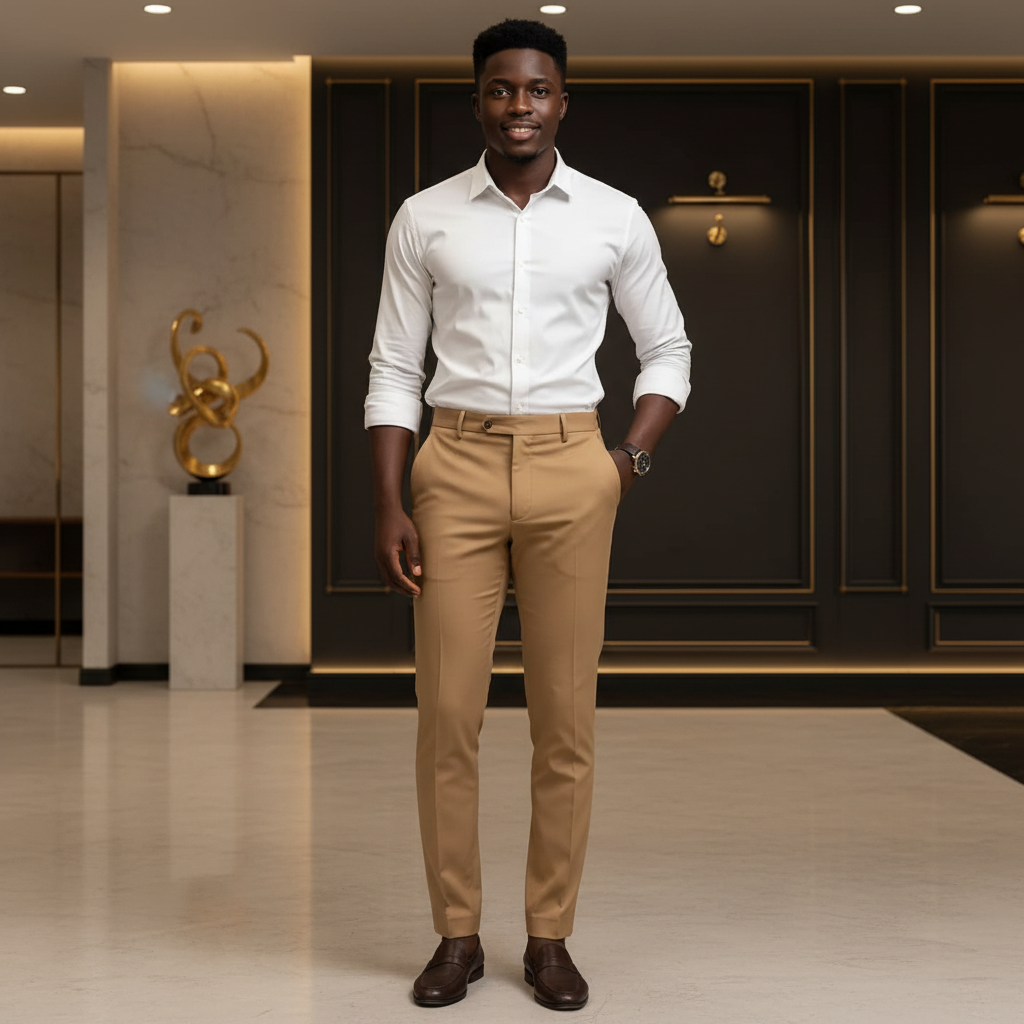 Model shot – Chu-Lady Khaki Slim Tailored Trouser
