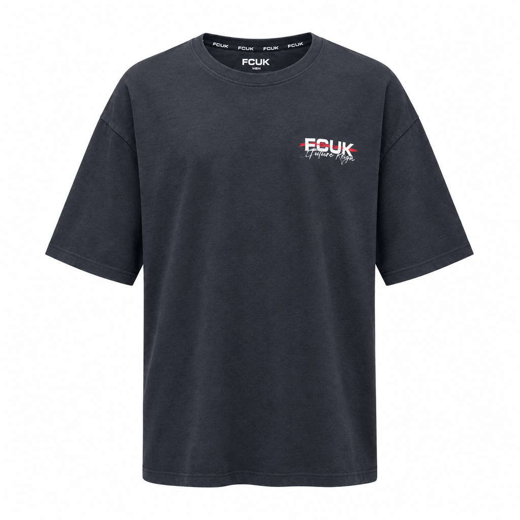 Charcoal Graphic Logo Oversized Tee Dark Navy – Catalog Shot