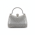 Enemuo Crystal Ball-Clasp Rhinestone Evening Bag in Silver – ghost mannequin on white background