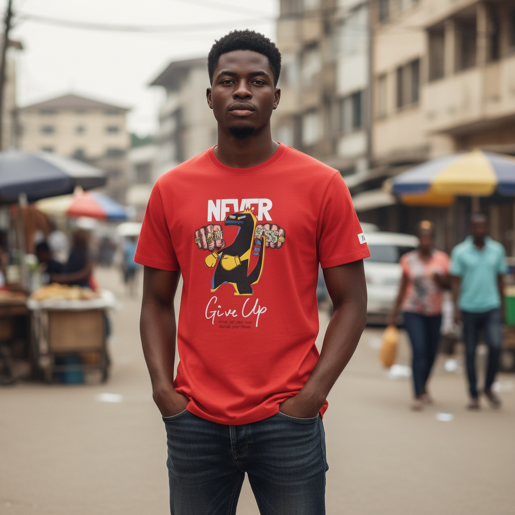 Never Give Up Graphic Tee - Model Shot