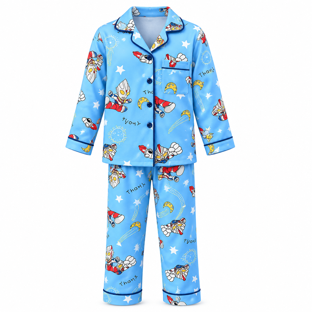 Blue Superhero Print 2-in-1 Children's Pyjama Set – Ghost Mannequin