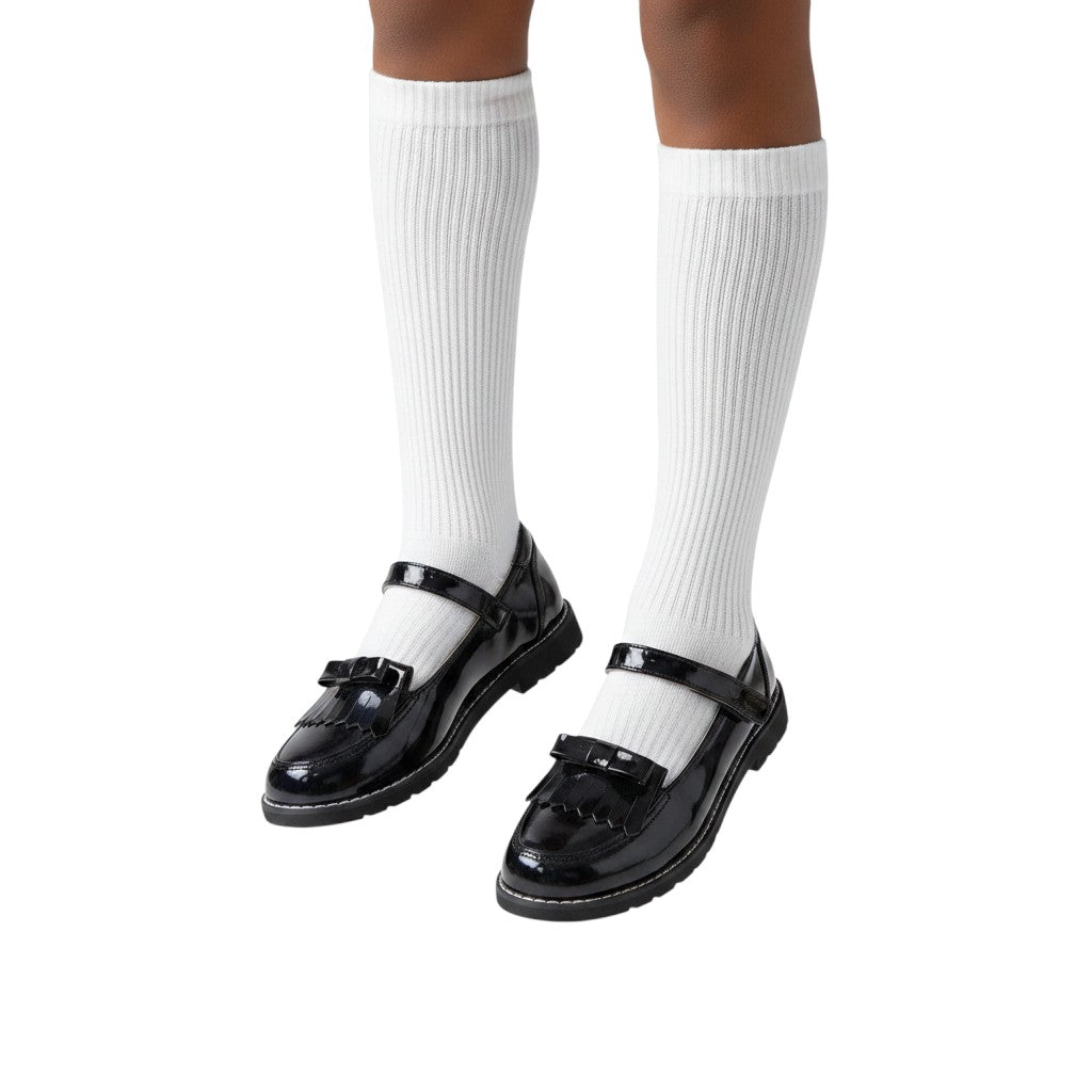 Kids' Navy Patent Leather Kiltie Mary Jane School Shoe