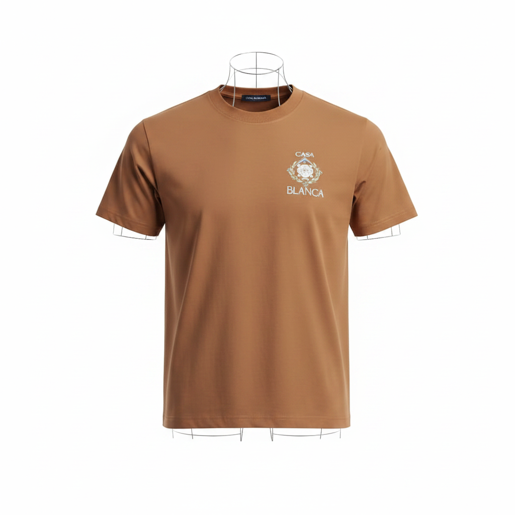 Camel Casablanca Crest Logo Short-Sleeved Shirt - Ghost Mannequin Front