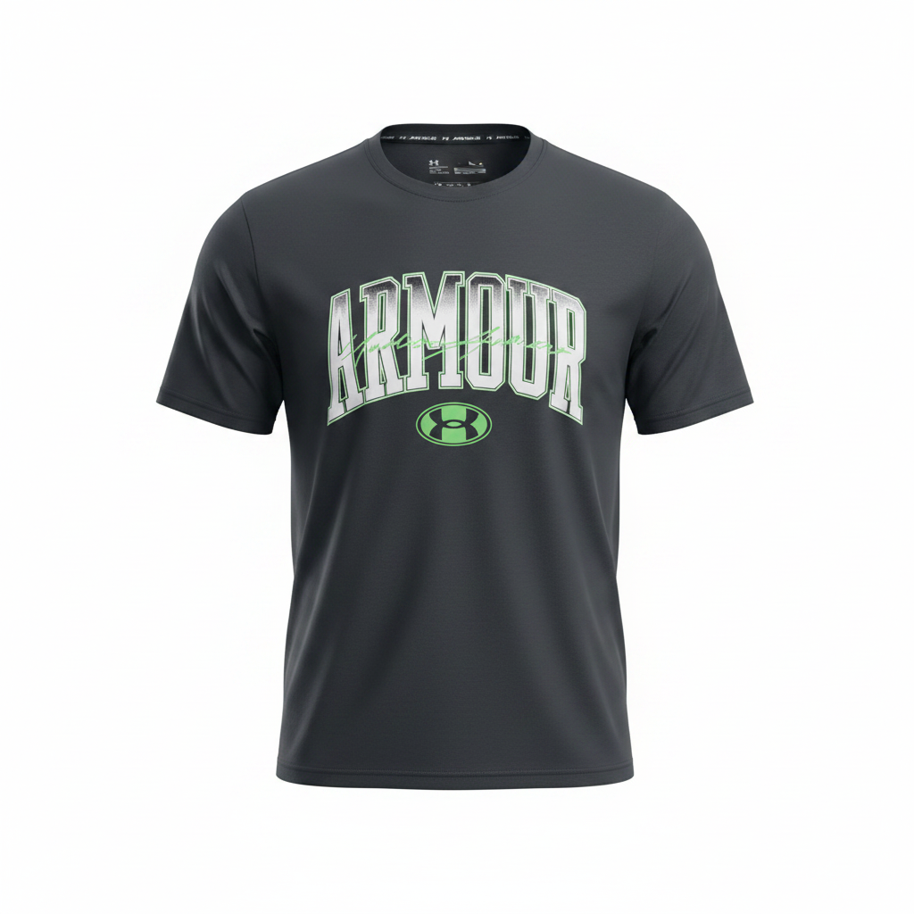 Under Armour charcoal collegiate athletic jersey T-shirt ghost mannequin view