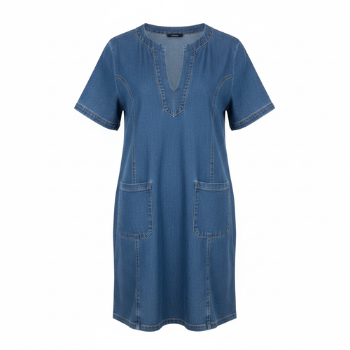 Blue Denim Mini Dress - Ghost Mannequin Front