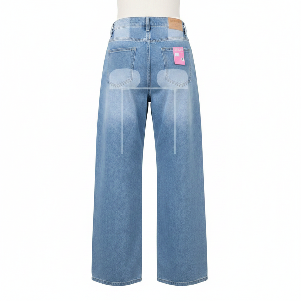 Light Blue High-Waist Wide-Leg Straight Jeans – Back Ghost Mannequin