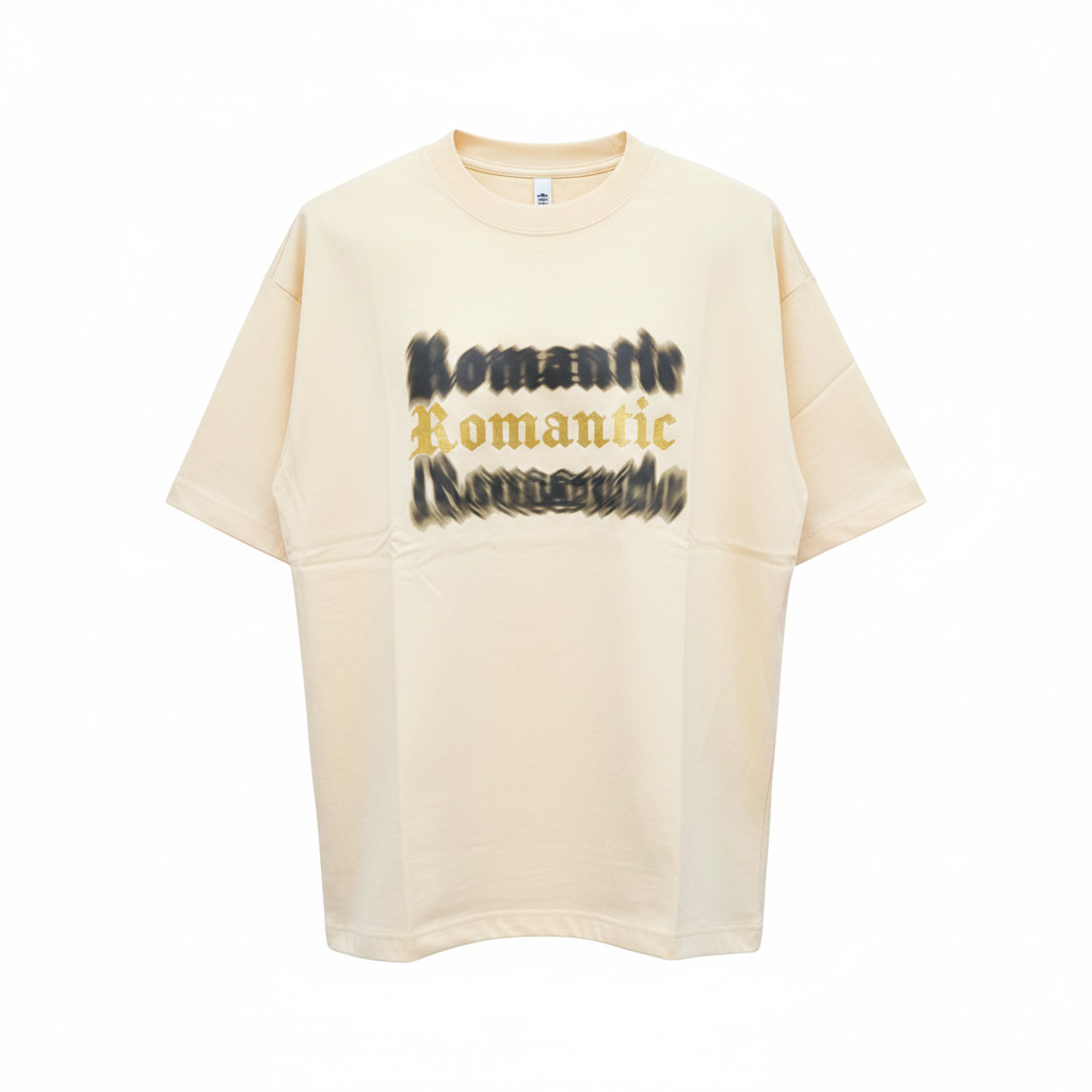 Cream Romantic Graphic Oversized Tee - Ghost Mannequin Front