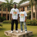 Men's Grind Ambition Respect Graphic Oversized Tee - Nigerian Male and Female Model Shot