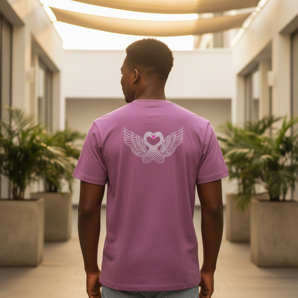 RWDY Swan Graphic Tee Purple – Back Model View