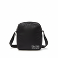 Calvin Klein black nylon mini crossbody bag ghost mannequin front view