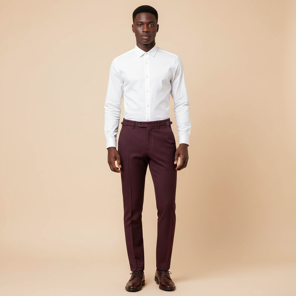 Chukmore Burgundy Slim Formal Trousers - Model Shot