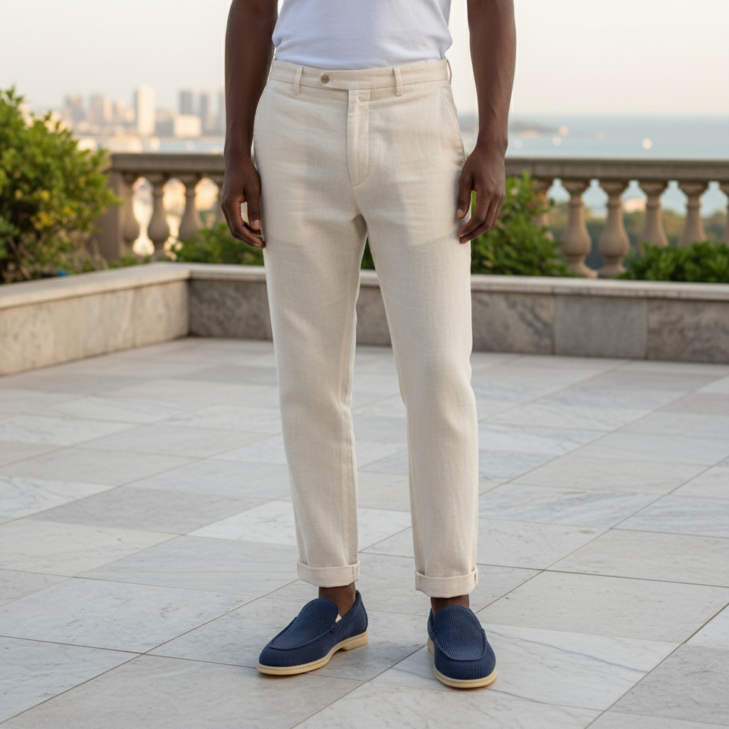 Navy Corduroy Summer Walk Loafer - Model Shot