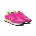Girls hot pink and neon yellow graphic panel lace-up sneaker ghost mannequin pair view