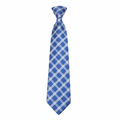 Men's blue diagonal plaid check woven necktie ghost mannequin white background