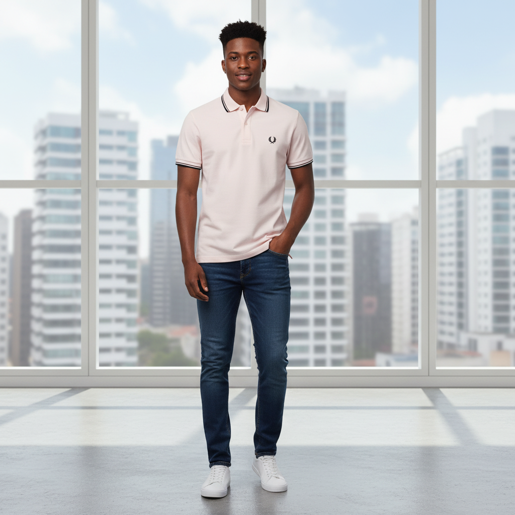 Young Nigerian male model wearing Twin Tipped Polo Shirt