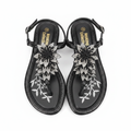 NeoKing Collections Black Crystal Flat Sandals – Catalog Shot