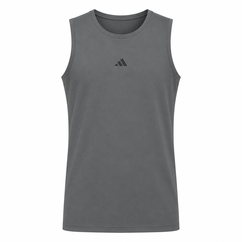 Slate-grey sleeveless tank on white background