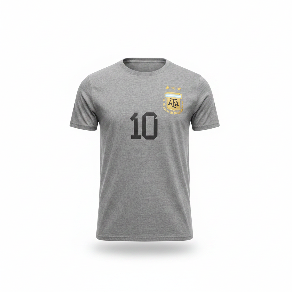 Women's grey marl gold crest number 10 graphic crew neck tee - ghost mannequin front view