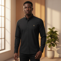 Nigerian model wearing Ralph Polo Solid Black Shirt