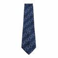 Men's navy blue chain-link geometric necktie flat lay ghost mannequin view