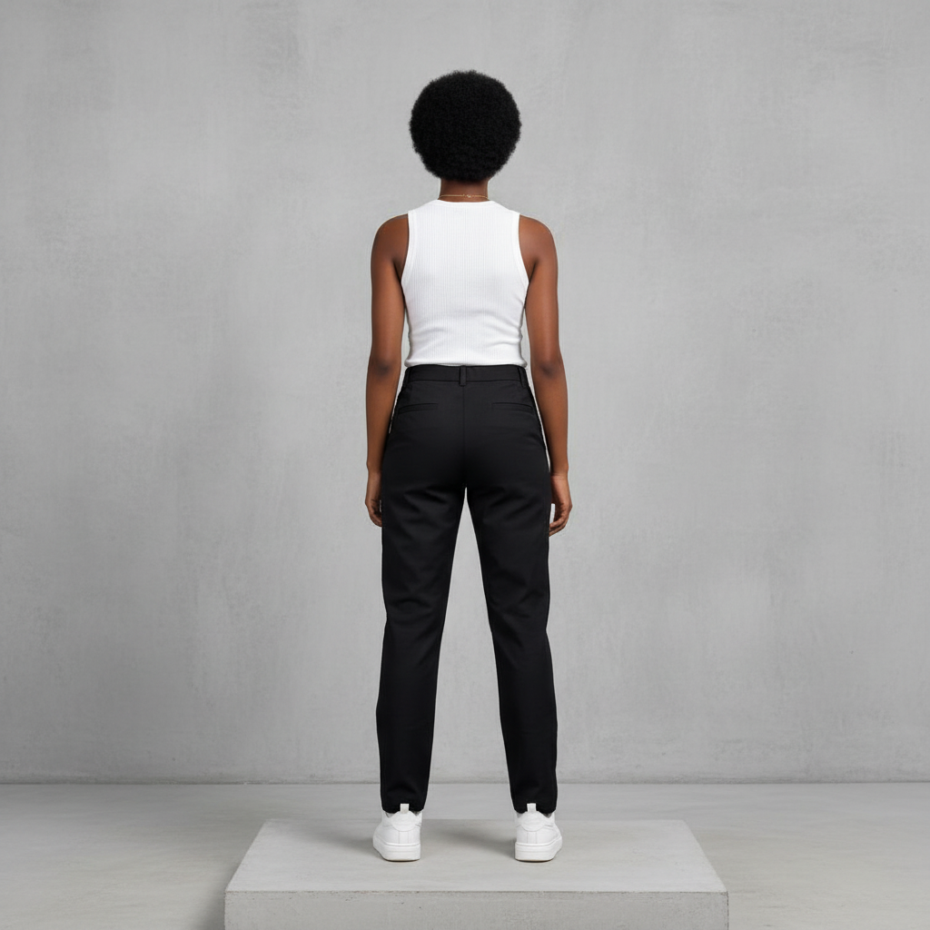 Black Slim-Fit Chino Trousers for Teens – Back Model