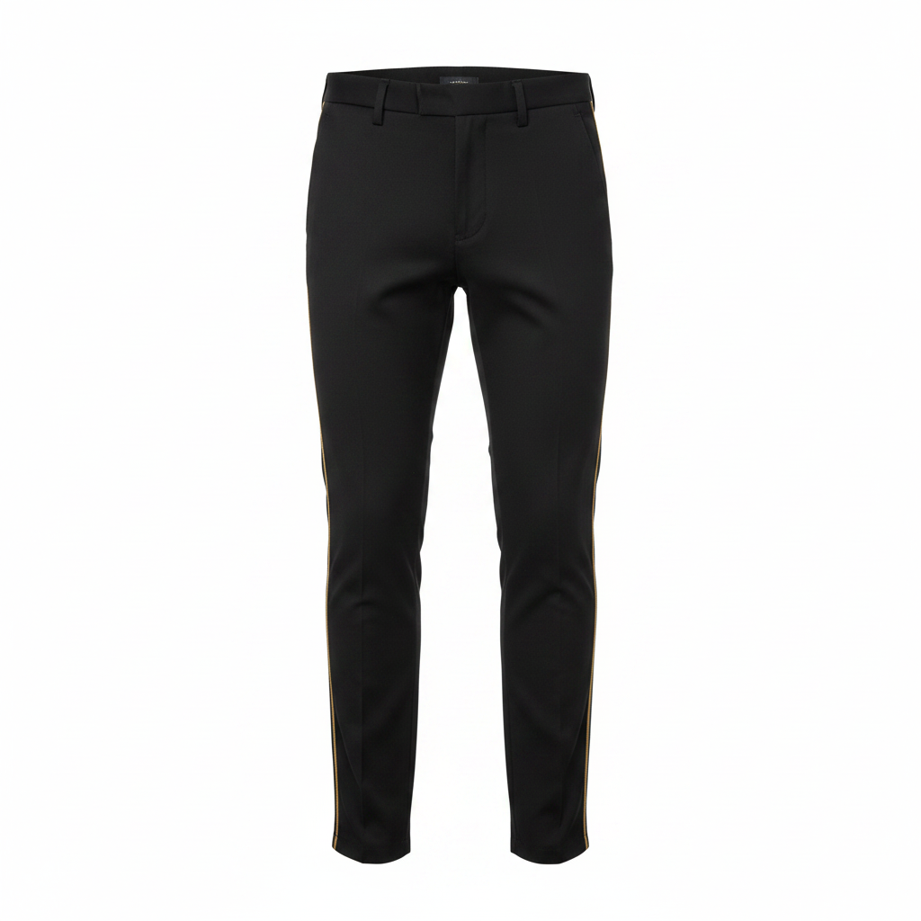 Men's Gold Side-Stripe Slim Trousers – Ghost Mannequin (Black)