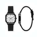Full white multi-dial square watch shown from the front and side on a white background