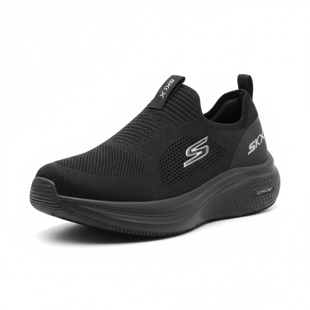 Triple Black SKX Flyknit Slip-On Sneaker - Ghost Mannequin