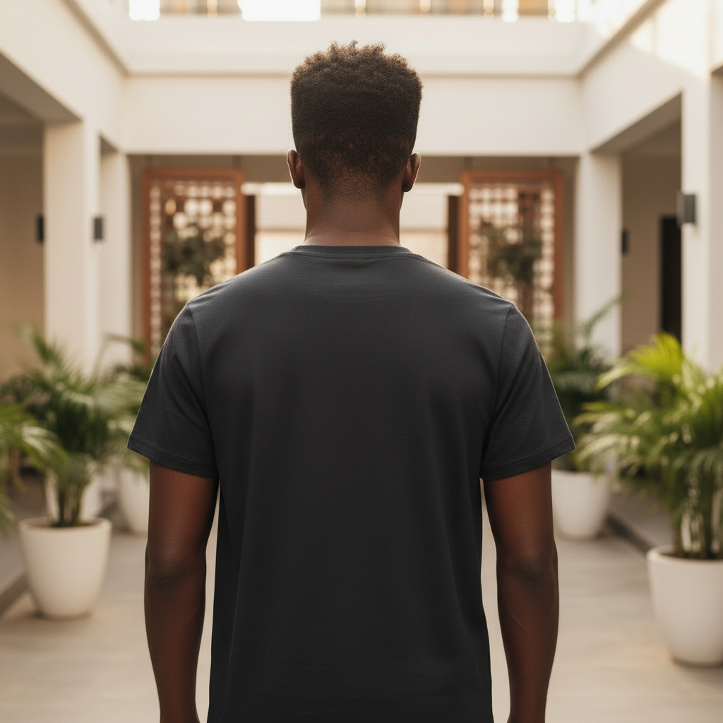 Kenneth Cole Logo Tee Black – Back Model View
