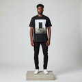 Black Photo Print Short-Sleeved Shirt - Model Front