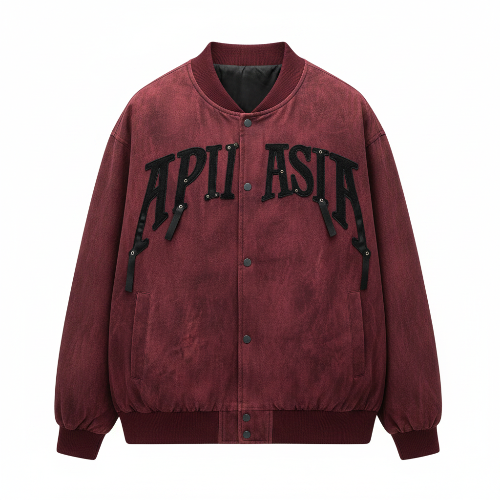 Men's Washed Burgundy Varsity Bomber Jacket – Ghost Mannequin