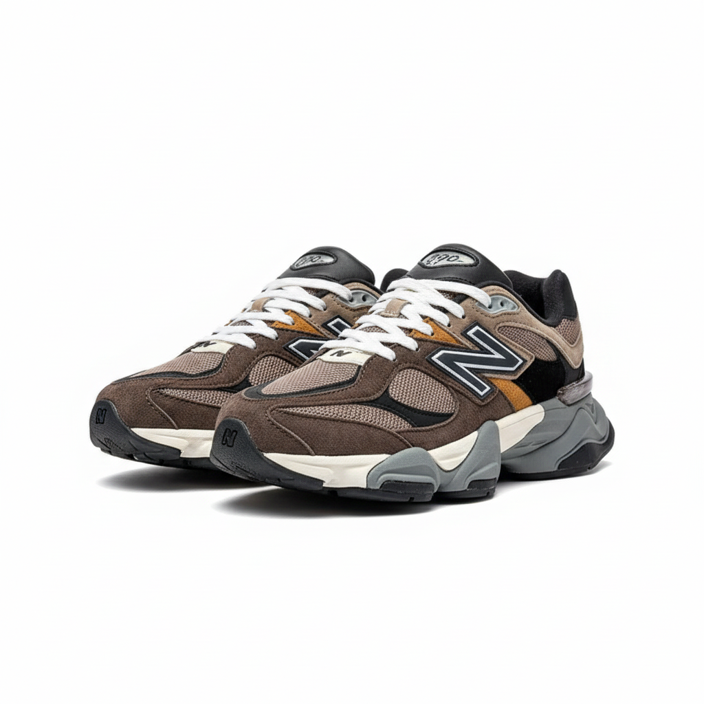 New Balance 9060 Brown Amber Retro Sneaker - Ghost Mannequin
