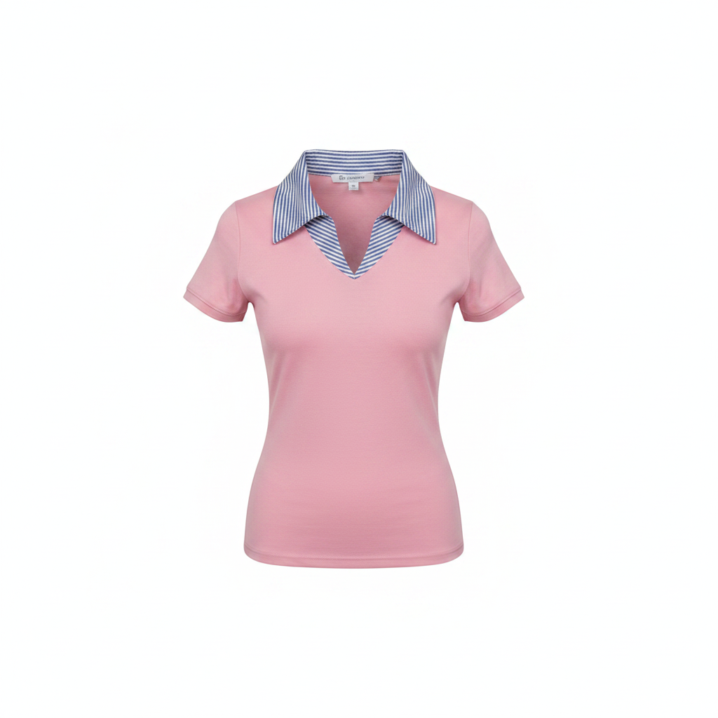 Women's Contrast Collar Polo Top – Ghost Mannequin Pink