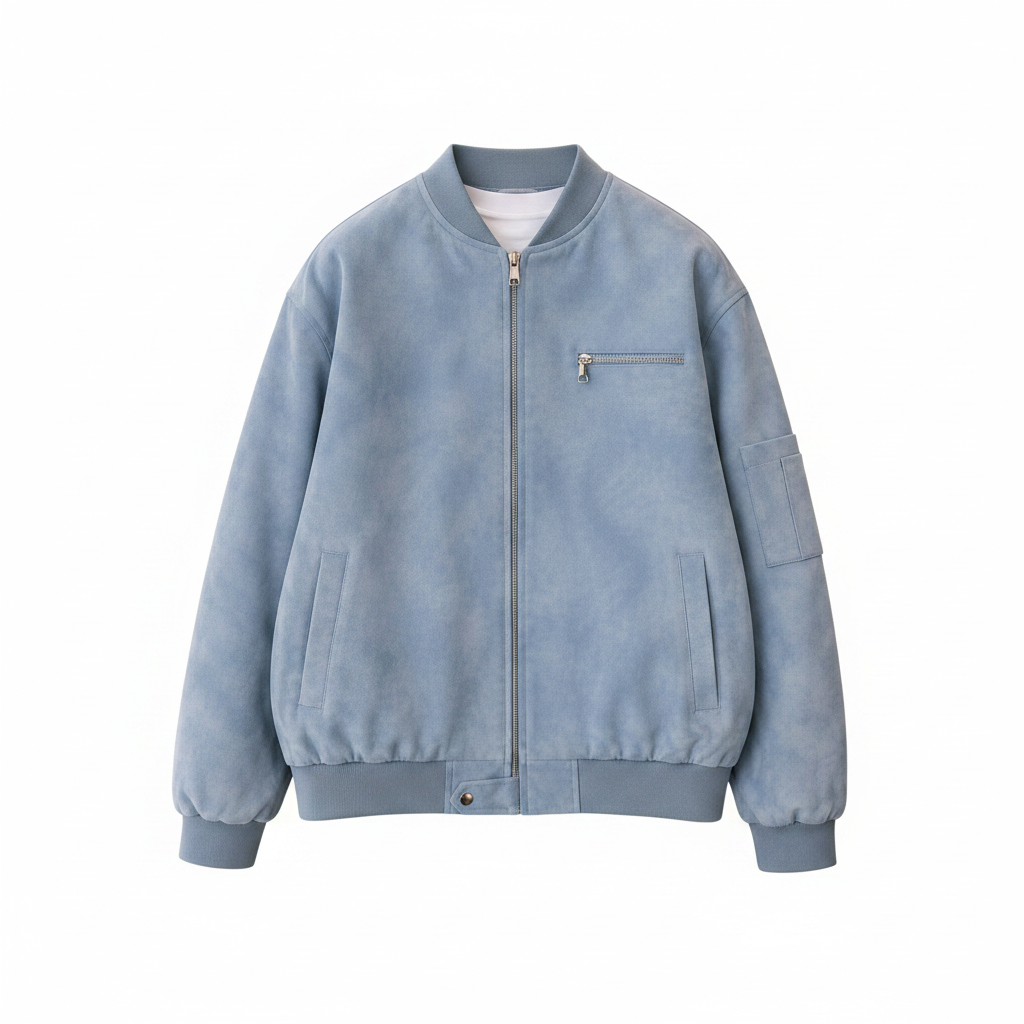 Men's Powder Blue Suede-Effect Bomber Jacket – Ghost Mannequin