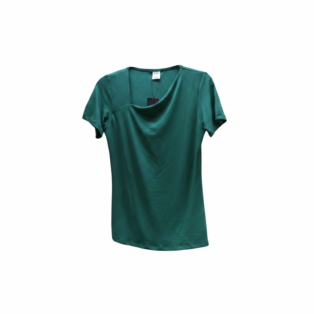 Forest Green Draped Cowl Neck Short Sleeve Top – Ghost Mannequin