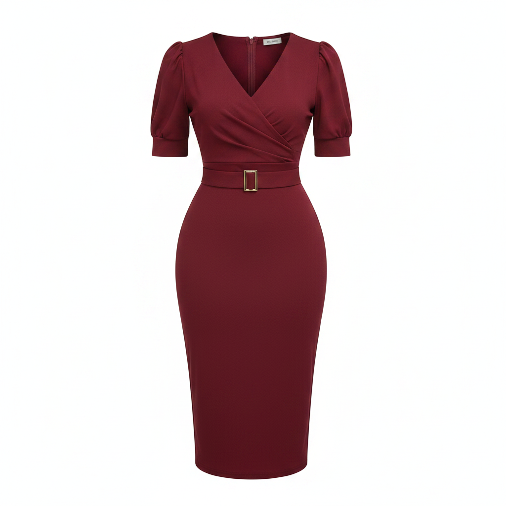 Bordeaux Curve Midi Dress – Ghost Mannequin