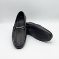 Men's Black Ribbed Textured Leather Silver-Bar Loafers – Ghost Mannequin